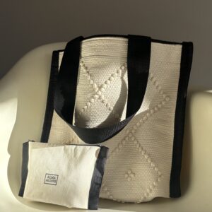 ALMA ARCHIVE TOTE - SMALL - ECRU WITH BLACK DETAIL